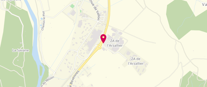 Plan de Super U, Route de Vallon Pont d'Arc, 07120 Ruoms