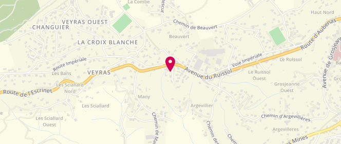 Plan de ENI STATION AGIP Veyras, 635 Route d'Aubenas, 07000 Veyras
