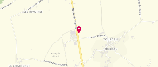Plan de Super U Revel-Tourdan, 4 Chemin de l'Etang Girard Route Départementale 538, 38270 Revel-Tourdan
