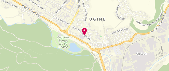 Plan de Carrefour Market Ugine, 14 Rue Antoine Borrel, 73400 Ugine