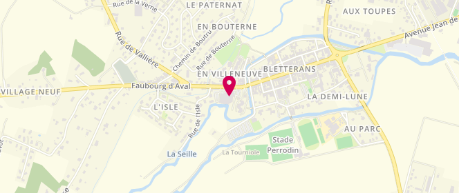 Plan de SAS Guydis. Super U Bletterans, 4 Faubourg d'Aval, 39140 Bletterans