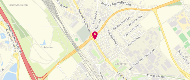 Plan de TotalEnergies STATION TOTAL A.A SERVICES, 122 Rue de Mulhouse, 68300 Saint-Louis