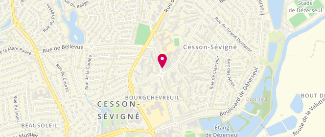Plan de CARREFOUR Contact Cesson Bourgchevreuil, 50 Rue de Belle Epine, 35510 Cesson-Sévigné