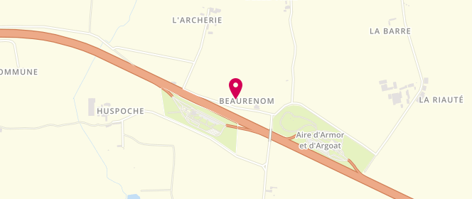 Plan de Shell Aire d'Armor et d'Argoat, Beaurenom, Route Nationale 12 Sens Rennes/ Saint -Brieuc, 35590 Saint-Gilles