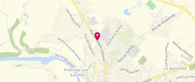 Plan de Super U FRESNAY SUR SARTHE, Rue Abbe Lelièvre, 72130 Fresnay-sur-Sarthe
