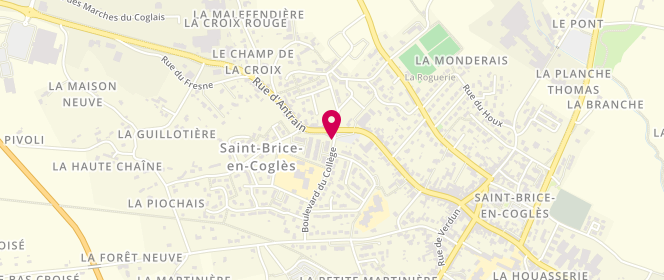 Plan de Super U ST BRICE EN COGLES, Rue de la Croix Rouge, 35460 Saint-Brice-en-Coglès