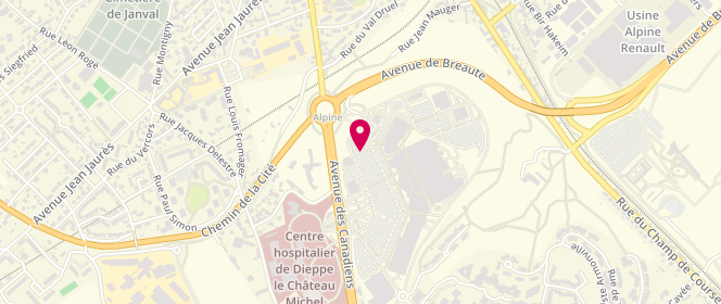 Plan de Auchan Dieppe, Centre Commercial le Belvédère, 76371 Dieppe